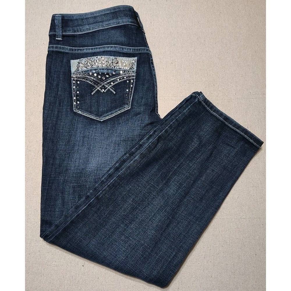 Chico's Platinum Jeans Sz 0.5 US S 6 Low Rise Stretch Denim Straight Leg Y2K W